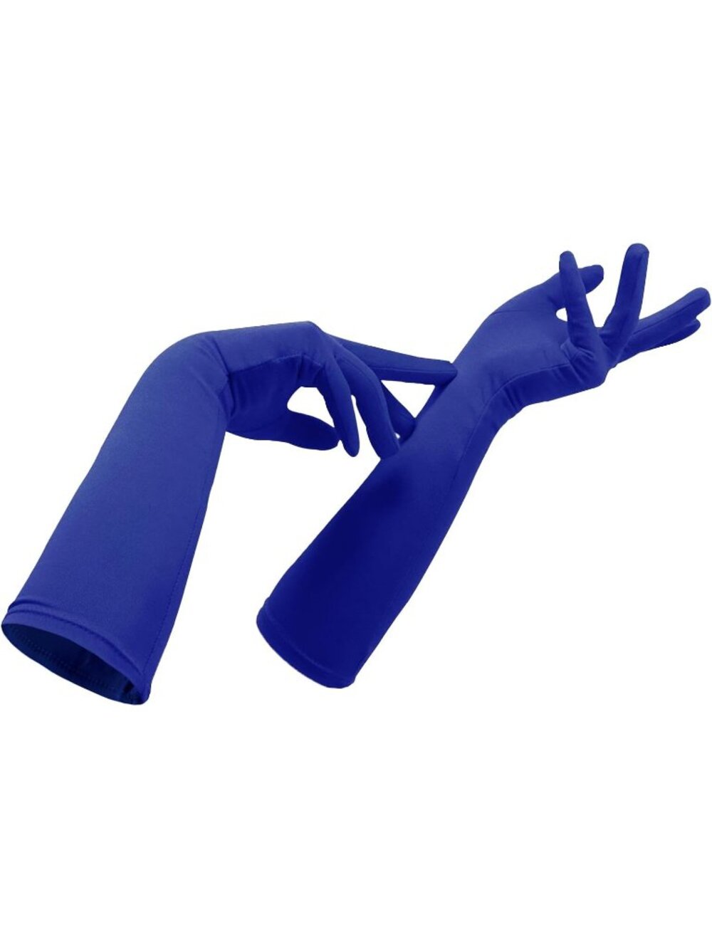 Women's Blue Cosplay Halloween Costume Spandex Stretch Mid-Length Gloves